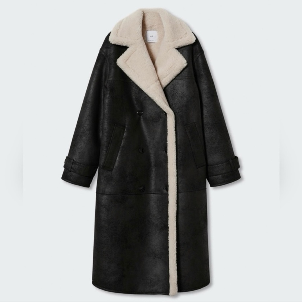 MANGO Oversized Faux Shearling coat size XS